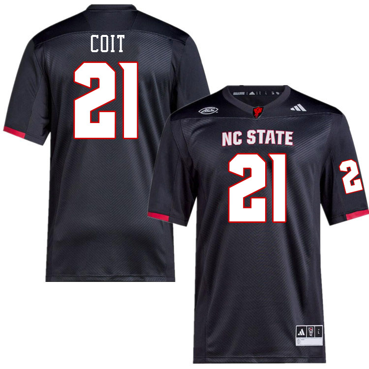 Men #21 Jalen Coit NC State Wolfpack College Football Jerseys Stitched-Black